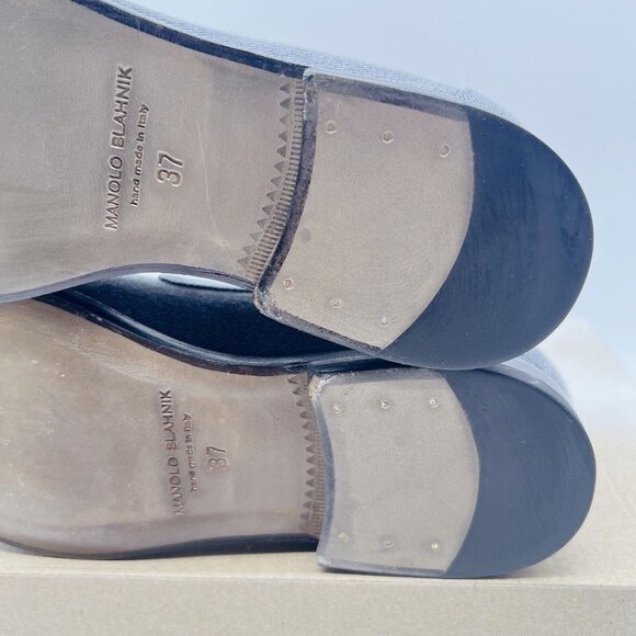 Manolo Blahnik Dineguardo Women’s Flats Loafers Blue Denim EU 37 US 7 - Picture 11 of 11